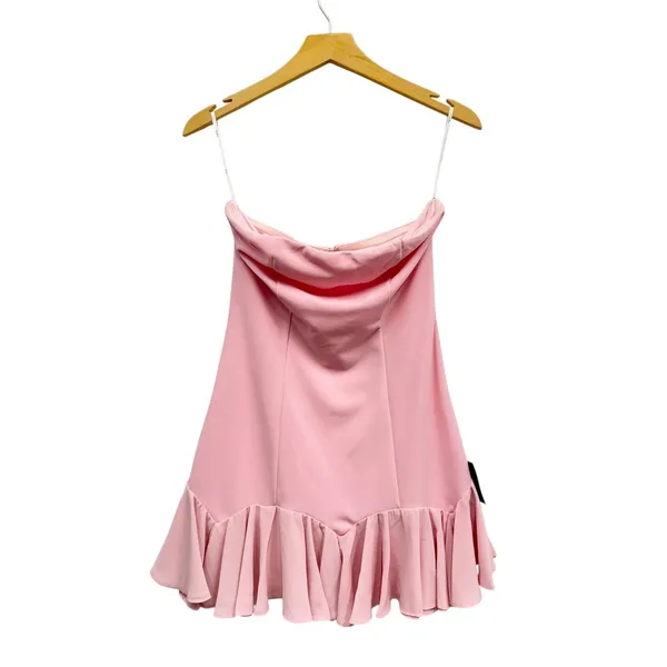 Lulus Eirian Blush Pink Strapless Pleated Mini Dress size Medium NWT - Image 3