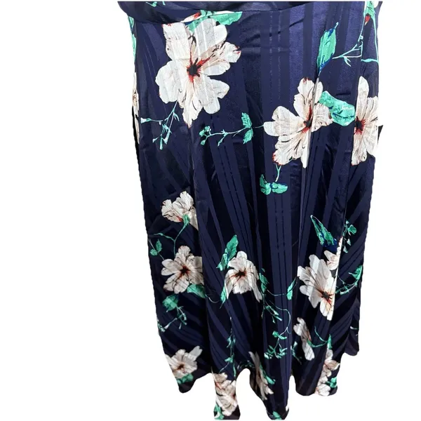 Lulus All About Love Navy Blue White Floral Print Textured Midi Dress Size XL - Image 3