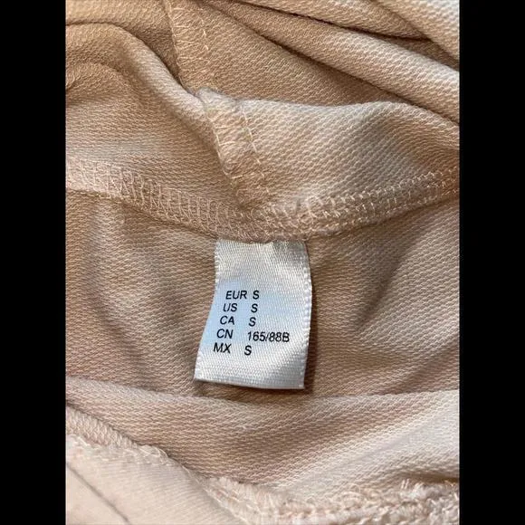 Beige Cropped Hoodie C’est‎ La Vie Size Small - Image 3