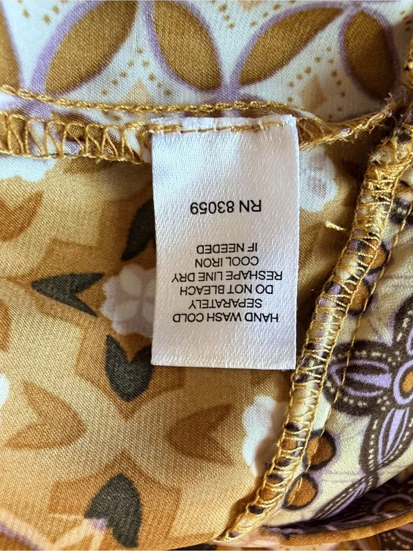 Drew mixed media print silky wide leg pants, pull up, pockets, highwaisted, sz S - Image 15