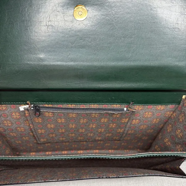 Belle Rose Vintage Satchel Briefcase Handbag Dark Forest‎ Green Messenger Bag - Image 6