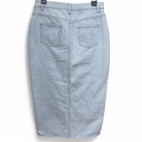 Le Lis Collection Light Wash Denim Midi Skirt with Front Slit - Size S - Image 9