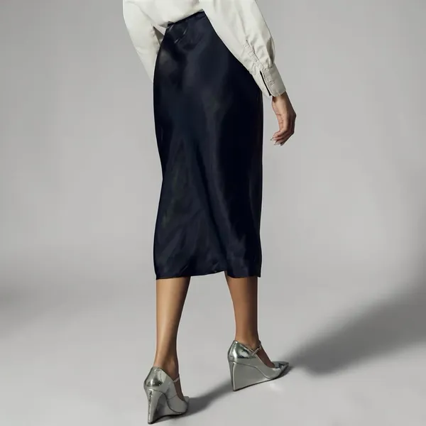 Anthropologie Liquid Shine Bias-Cut Midi Skirt Small Purple Whimsigoth Grunge - Image 5