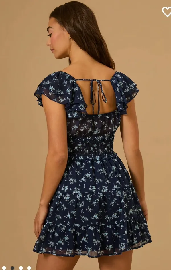 Altar’d State Sienna Navy Floral Mini Dress Size Medium - Image 6