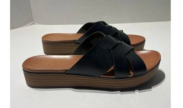 Rock & Candy Calilea Slide Sandals Black Faux Leather Size 9.5 New - Image 2