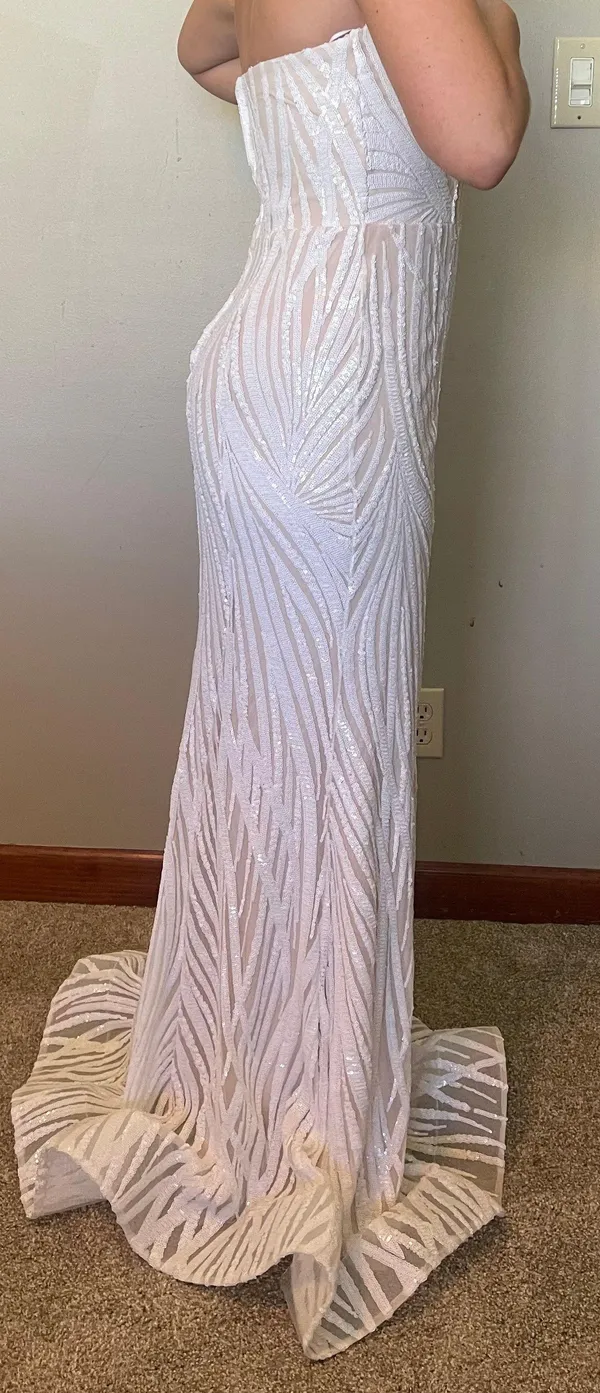 City Vibe White Sequin Formal Dress - Image 2