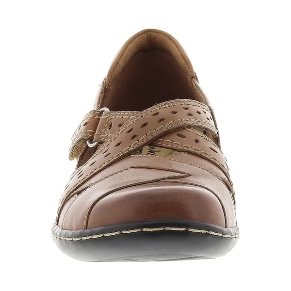 Clarks Womens Loafers Sz 10W Tan Ashland Spin Q Leather Mary Jane Comfort - Image 4
