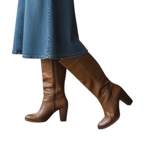 Joie “journey" style tall riding heeled brown whipstitched patchwork boot 8.5 - Image 2
