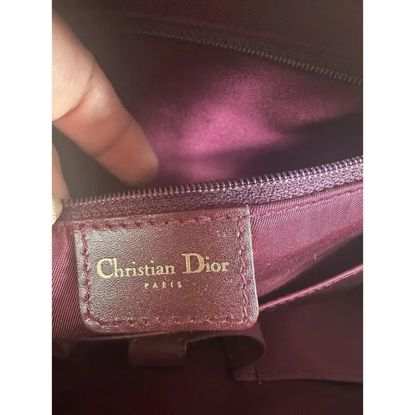 Christian Dior Double Saddle Trotter Satchel Bag Bordeaux Monogram Italy Lock - Image 4