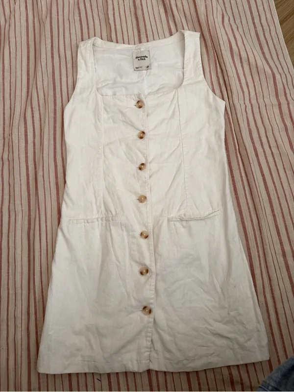 Abercrombie & Fitch White Button-Front Mini Dress - Image 5
