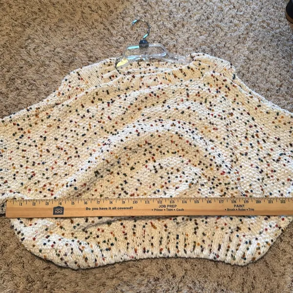Ee:some Confetti‎ Cable Knit Sweater Womens S/M Ivory Chunky Colorful - Image 10