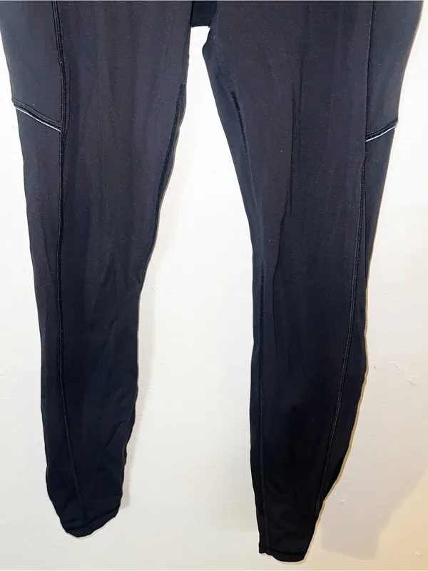 Lululemon Women’s Black Active Leggings with Side Pockets and Reflective Details - Image 3