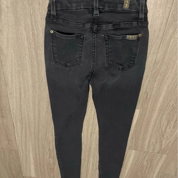 7 For All Mankind Charcoal Skinny Jeans - Image 3