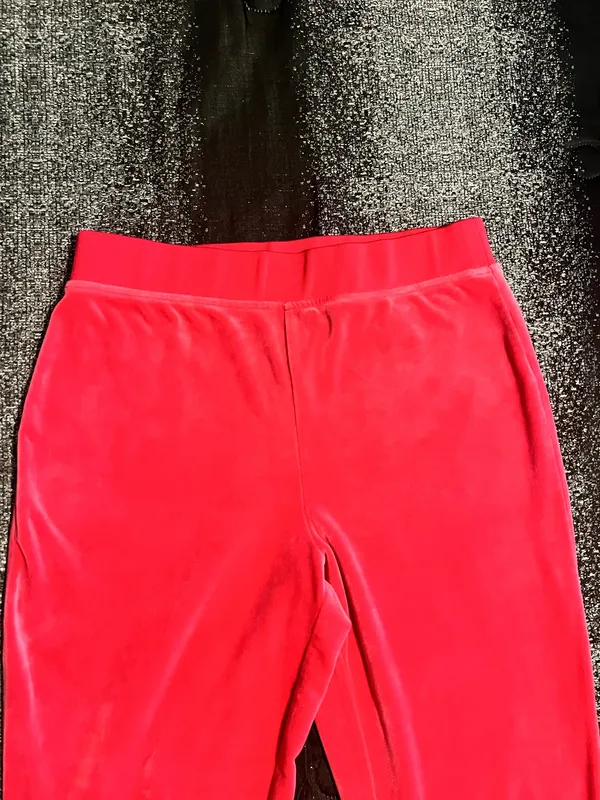 Womens M Y2K Juicy Couture Pink Velour Track Pants Rhinestone Big Bling - Image 4