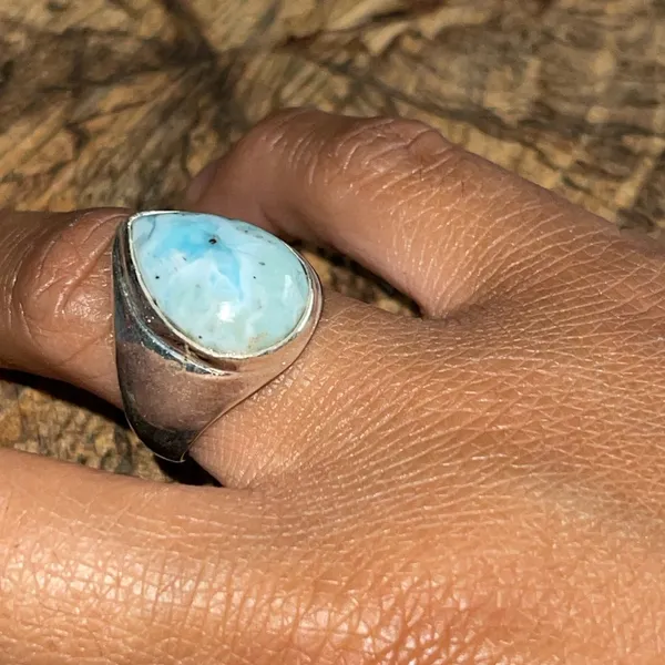 Caribbean Larimar Ring Size 8 3/4 Blue - Image 2
