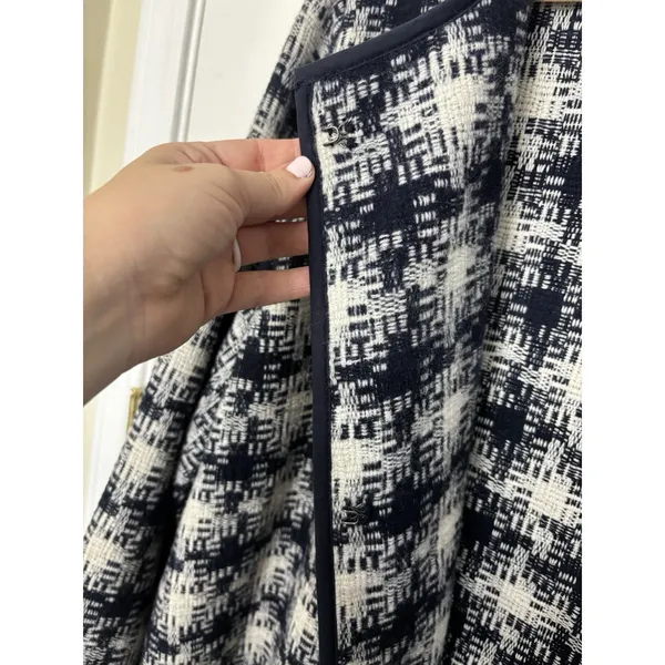 Old Navy Navy White Houndstooth Wool Blend Cardigan Jacket XXL Classic Pockets - Image 4