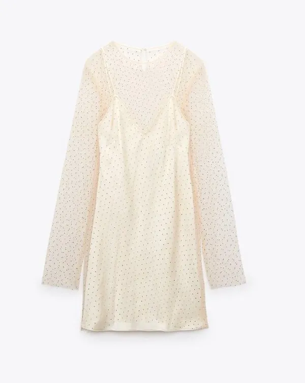 Zara NWT Gold Rhinestone Mini Dress - Image 9