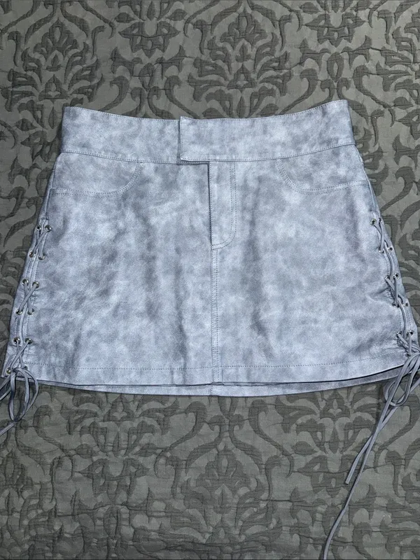 Princess Polly size 8 Ceejay faux leather mini skirt slate new with tags - Image 8