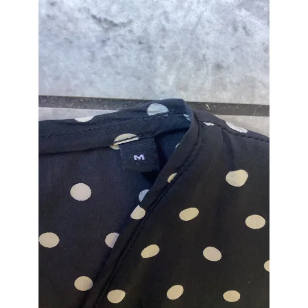 The Kooples Silk Polka Dot Sleeveless Zip Front Blouse Navy White FTOP1473 M - Image 3