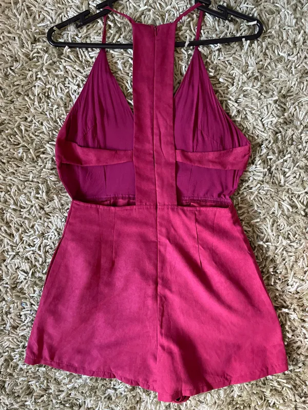 Lush Clothing Dark Red Velvet Romper - Image 2