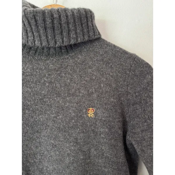 Ralph Ralph Lauren Vintage 100% LambsWool Knit Turtleneck Sweater Crest Medium - Image 3