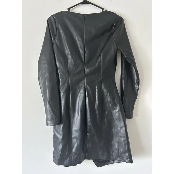 Hello Molly Black Catwoman Mini Dress Asymmetrical Front Slit Sexy Party Medium - Image 3
