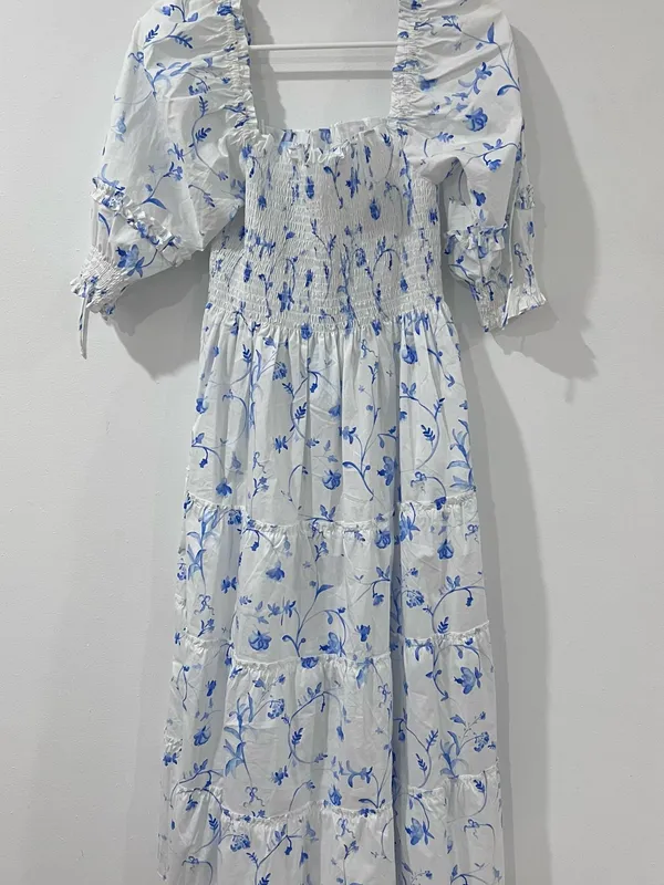 Hill House Home The Nesli Nap Dress Blue Botanical Size S - Image 4