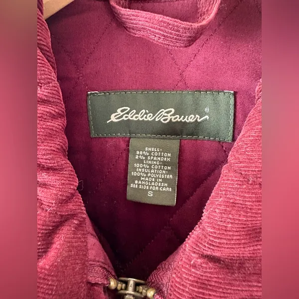 EDDIE BAUER | Women's Small Red Quilted Corduroy Riding Jacket Western Chore EUC - Image 2