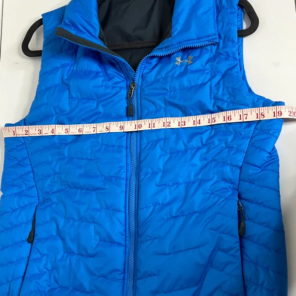 Under Armour ColdGear Blue Puffer Vest Size Medium Quilted Zip Front - Image 4