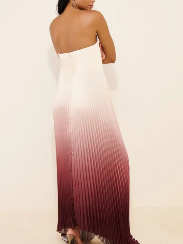 L’IDEE Black Tie Gown Pleated Ombre Size 4 Strapless Pleated - Image 2