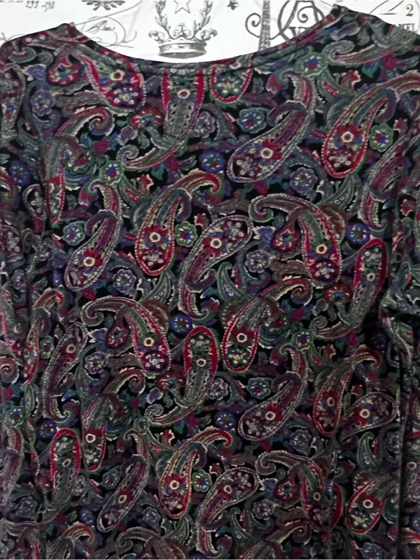 Lauren Ralph Lauren Paisley Print Long Sleeve Knit Top Size L - Image 8
