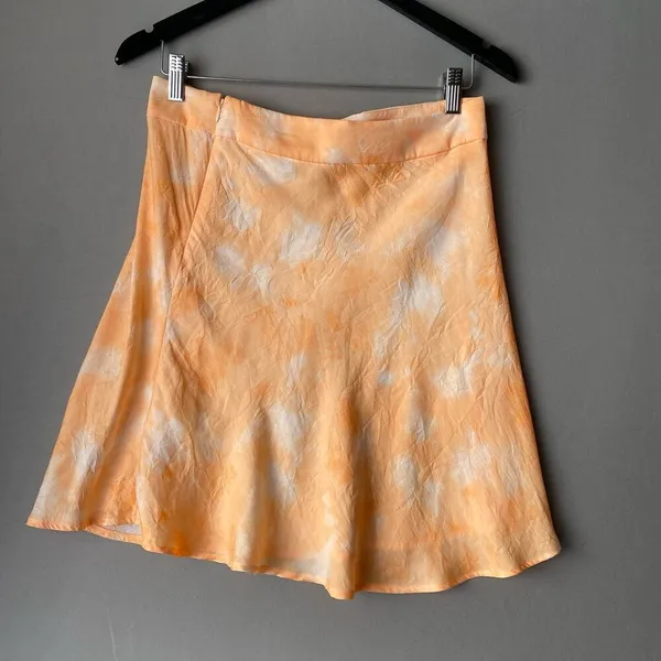 Free People sz 10 orange white mini flareBoho hippie skirt‎ - Image 7