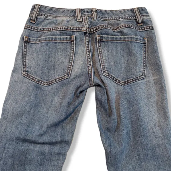 Free People Jeans Size 24 Skinny Raw Hem Distressed Destroyed Blur Denim Pants Women's Low Rise Jeans - Image 4