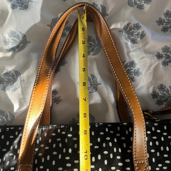 Fossil Large Waxed Leather‎ Shoulder Tote Zip Top Black Speckeled Bag - Image 5