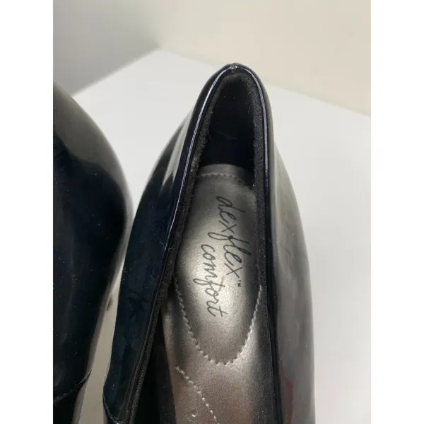 Dexflex Comfort Klue Womens Size 6.5 Open Toe Heel Shoes Black Shiny - Image 7