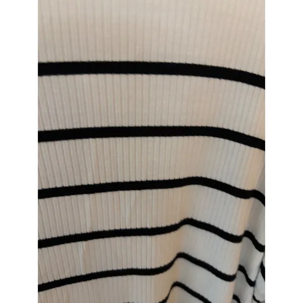 Ava & Viv Womens 1X Striped‎ Mock Neck Ribbed Long Sleeve Top Cream Black - Image 3