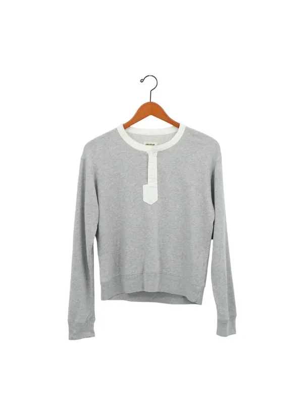 Zadig & Voltaire Watson Friends Cotton Blend Sweatshirt Grey White Trim XS - Image 3