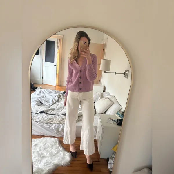 Old Navy XS Lilac Cotton Button Up Cardigan Sweater - Image 3