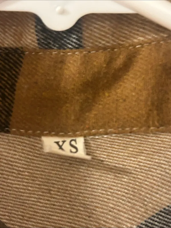 SHEIN Brown & Cream Plaid Shirt - Image 2