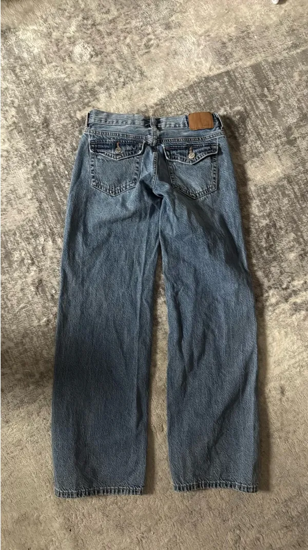 Aeropostale super low rise, baggy wide leg, dark wash jeans - Image 3