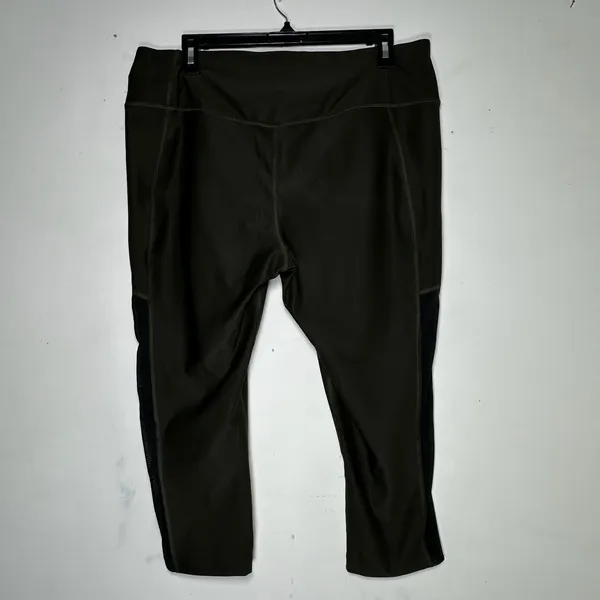 Nike Dri-FIT Olive Green Mesh Panel Crop‎ Leggings Womens XL Activewear - Image 2