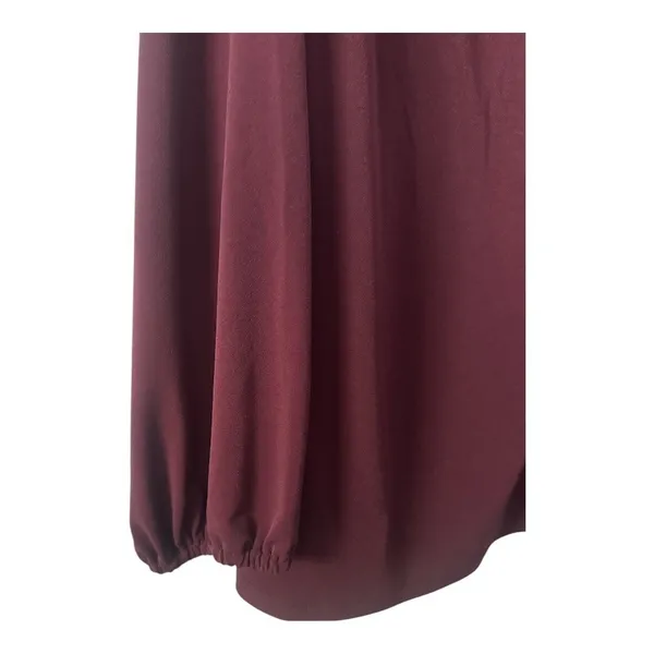 Michael Kors Burgandy Aysmmetrical Neck Long‎ Sleeve Blouse, 2X - Image 3