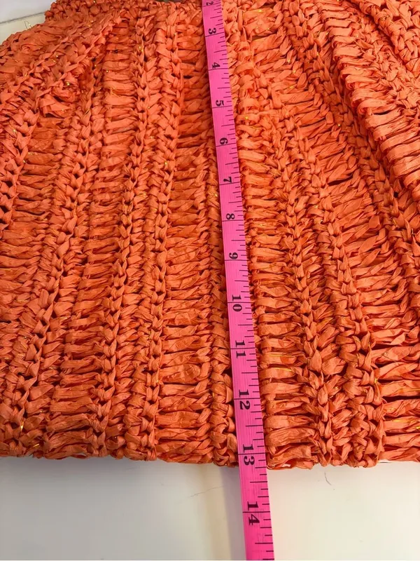 NWT Woven Orange Raffia Tote with Braided Gold Handles - Image 5