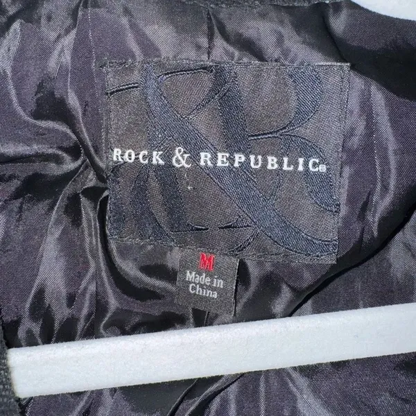 Rock & Republic Snake Prink Faux Leather Metallic Black & Gold Jacket Size Mediu - Image 5