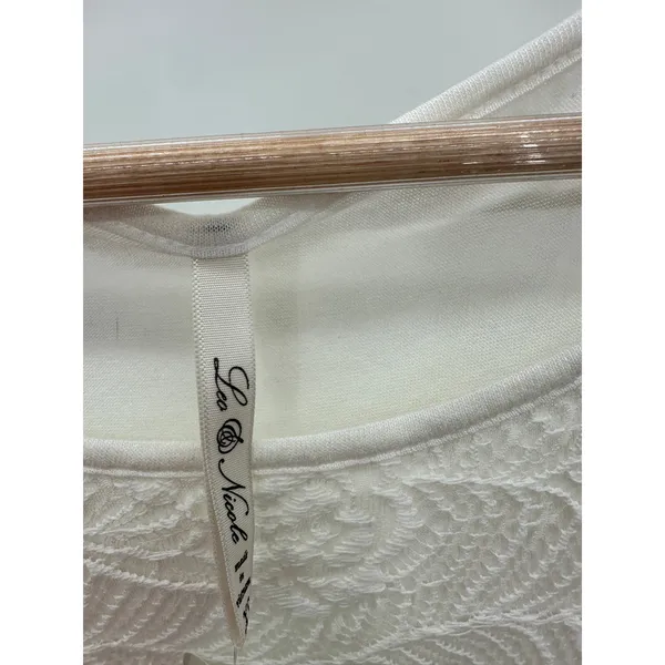 Leo Nicole Women XS‎ NWT Off White Floral Lace Short Sleeve Top 34264C - Image 4