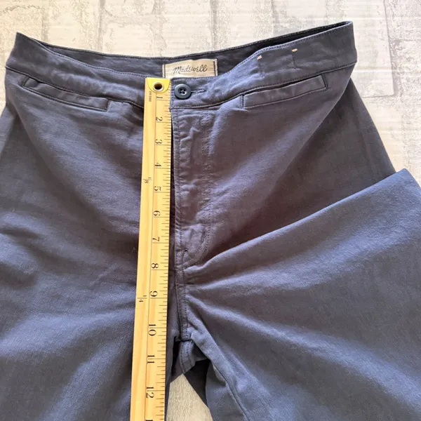 Madewell Emmett Wide Leg Crop Pant Ink Cotton Stretch Welt Pockets High Rise 27 - Image 8