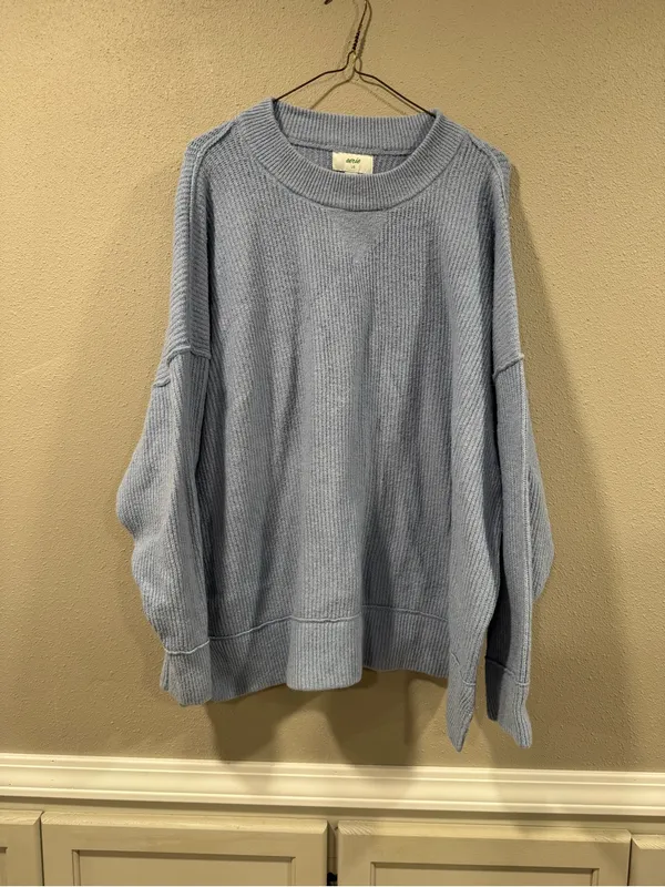 aerie Light Blue Ribbed Crewneck Sweater - Image 2