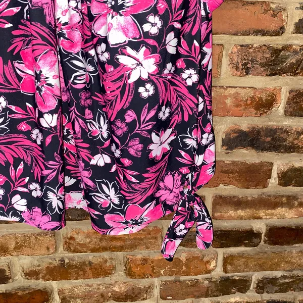 Swimsuits For All Black Pink Floral Tankini Swim Bathing Suit Top Womens Size 24 - Image 3