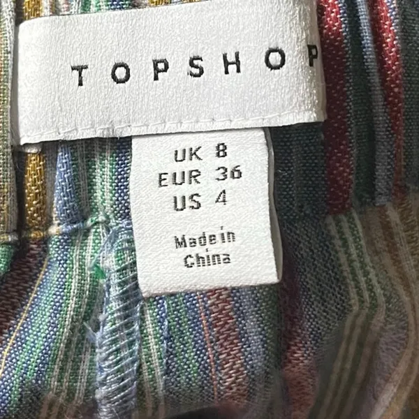 Topshop Women's‎ 4 Striped Shorts Casual Summer Colorful Relaxed Tie Waist - Image 3