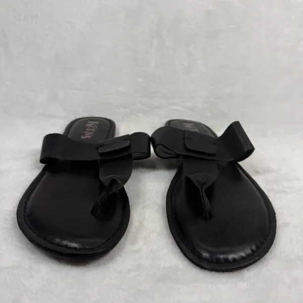 Korks Khell Black‎ Thong Slide Sandals Women Size 7M KR0001209 Flat Minimalist - Image 5